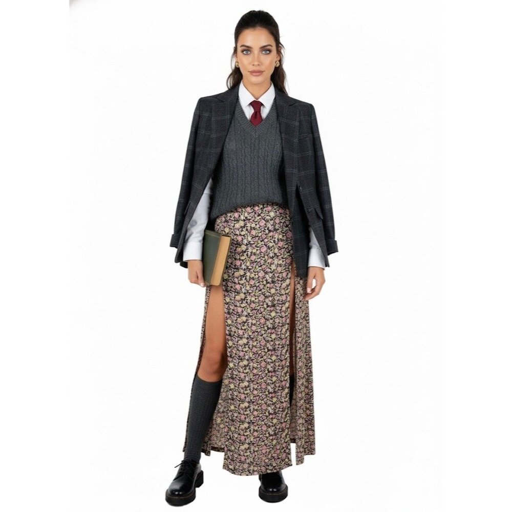 Brandy Melville Floral Double Slit Maxi Skirt | John Galt Boho Cottagecore Fairy - Picture 10 of 16